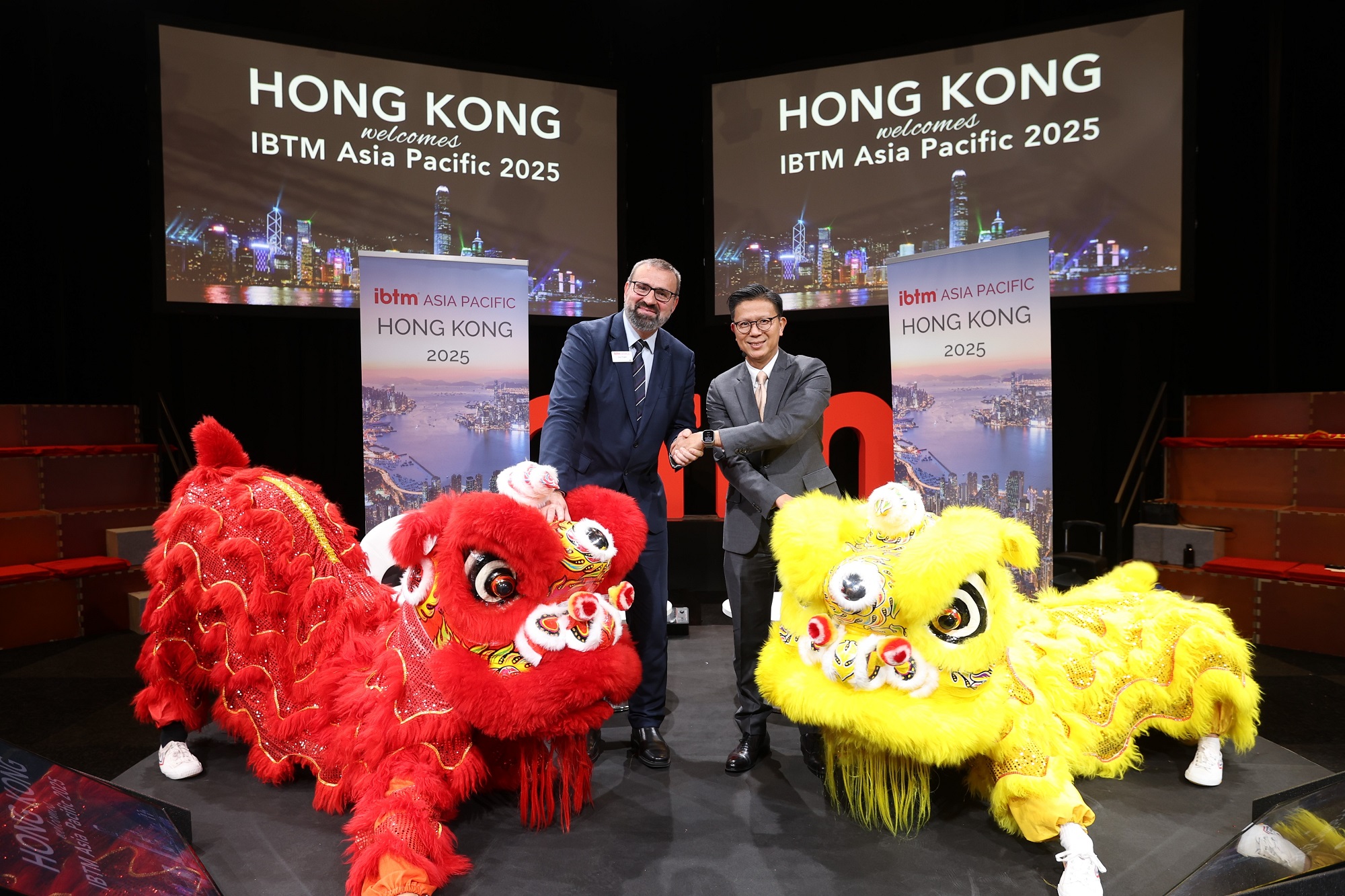 IBTM World 2023, one of the world’s largest and leading MICE trade shows, is held in Barcelona, Spain. General Manager, MICE & Cruise, Regional Director, Europe of Hong Kong Tourism Board, Mr Kenneth Wong (right), and Vasyl Zhygalo, IBTM Portfolio Director (left), announce Hong Kong as the host of IBTM Asia Pacific 2025 at a press conference during the event.