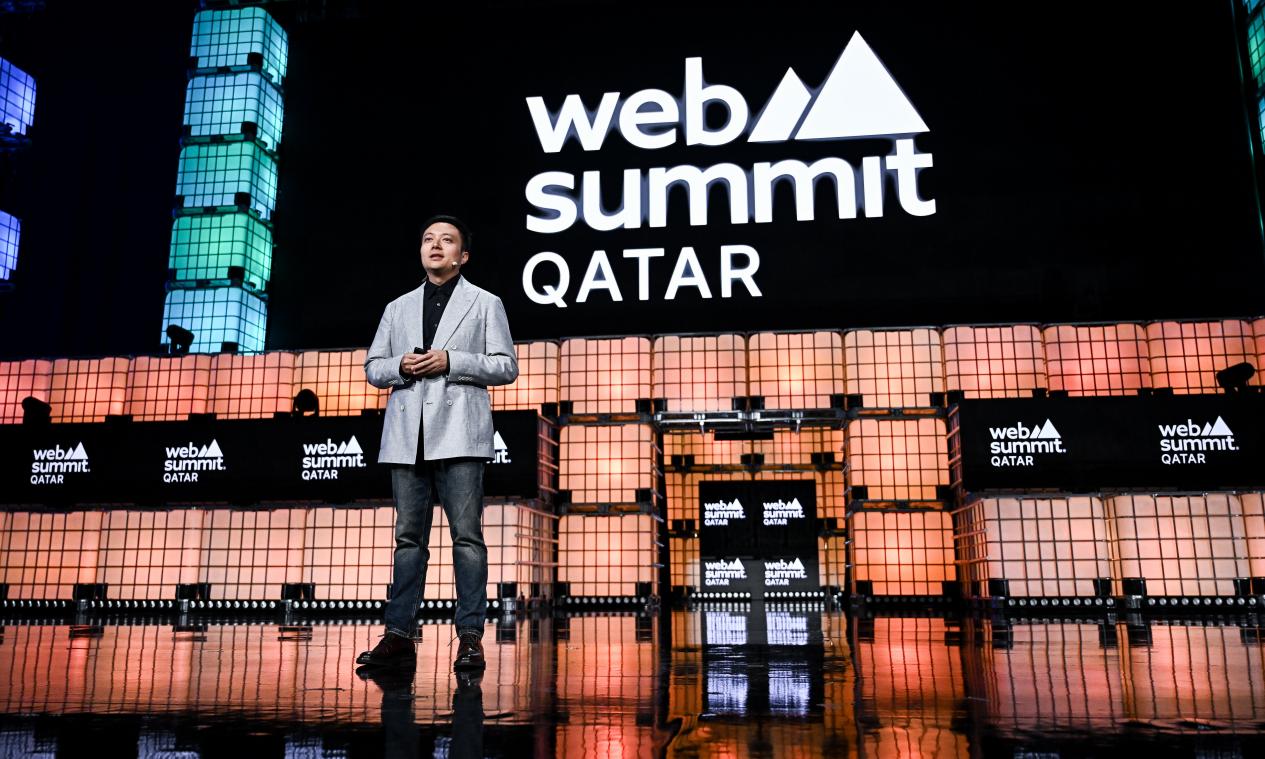 Victor AI, the Founder and CEO of Terminus Group, delivers speech at Web Summit Qatar